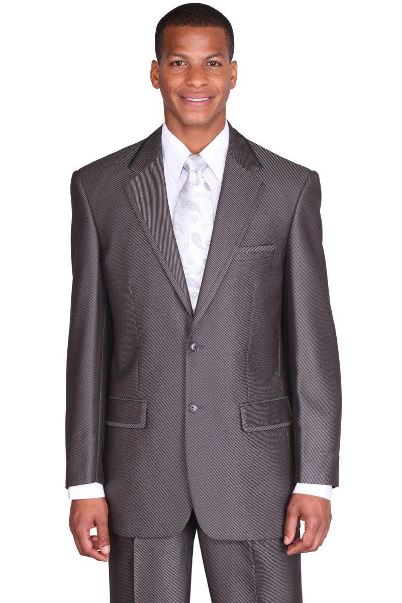 "Charcoal Grey Sharkskin Gentleman's Suit by Fortino Landi" - Elegant Mensattire