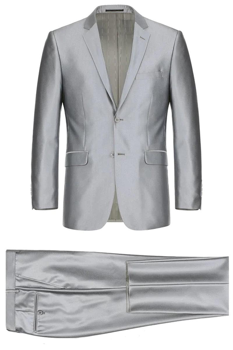 Classic Fit Silver Grey Renoir Suit w/Opt. Vest - Timeless Elegance - Elegant Mensattire