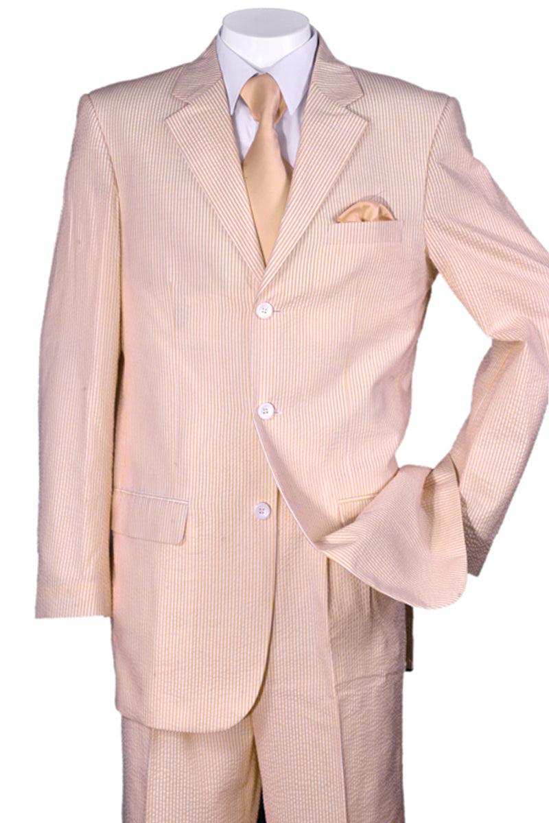 Classic Fit Summer Peach Seersucker Suit from Fortino Landi - Elegant Mensattire