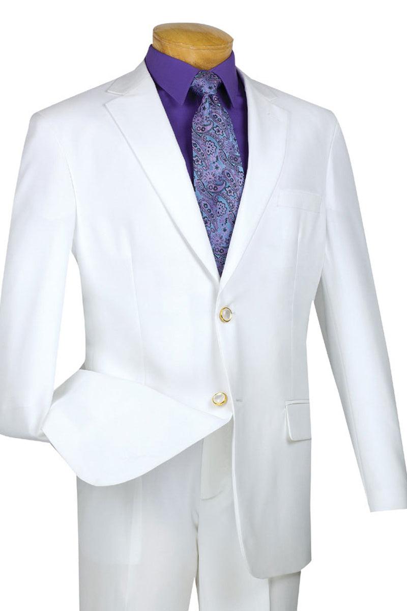 "Classic White Poplin Mens Sport Coat Blazer by Vinci" - Elegant Mensattire