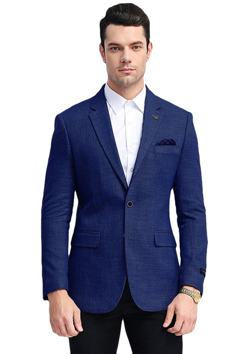 Clothing 

Men's Slim-Fit Navy Blue Sport Coat | Tazio's Summer Casual Look - Elegant Mensattire