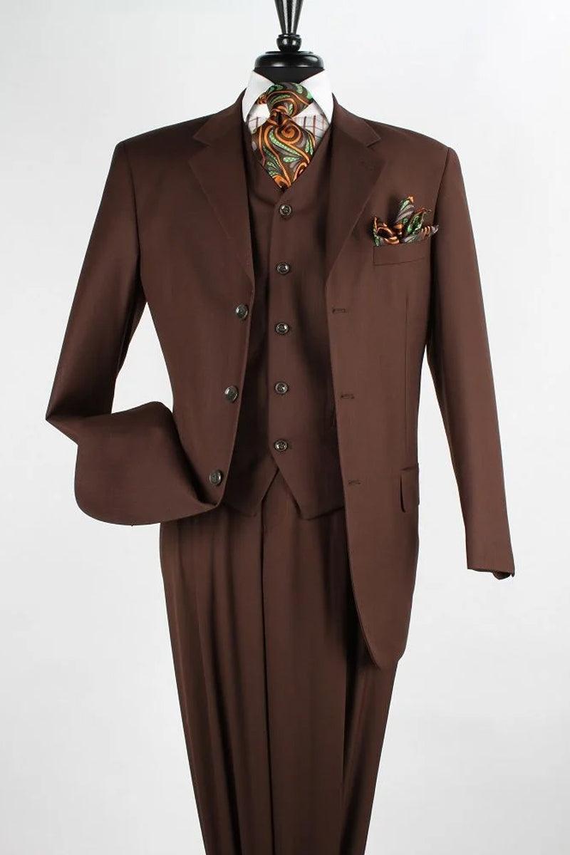 "Coco Brown Apollo King Men's Classic Fit 3 Btn Vested Suit: a Timeless Tailoring Masterpiece" - Elegant Mensattire