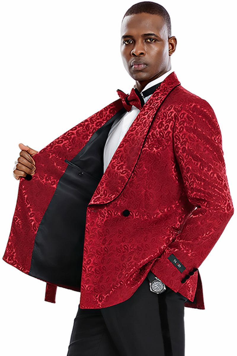 Collection 

Tazio Men's Slim Fit Paisley Double Breasted Smoking Tuxedo Jacket - Elegant Mensattire