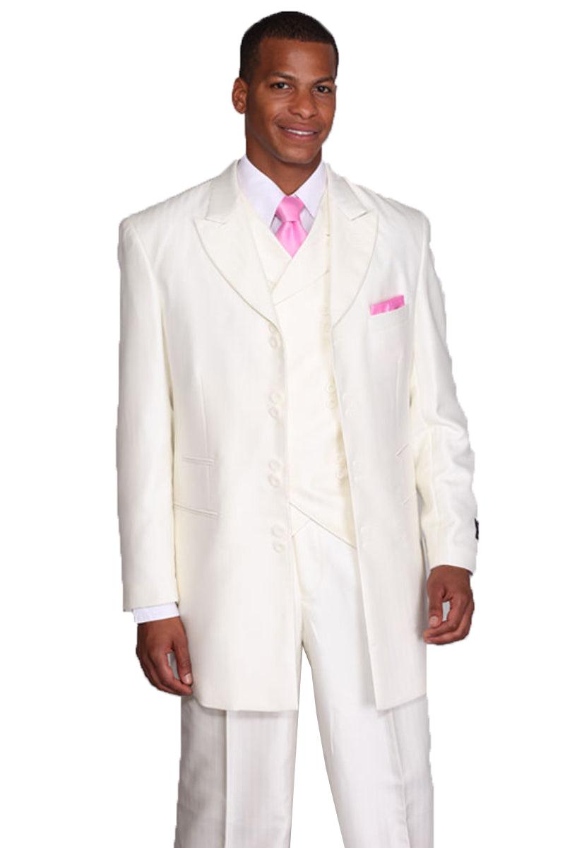 Ivory Suit With Check & Peak Lapels  Ivory Wedding Suit – Leonard Silver
