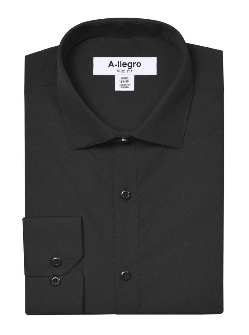 Daniel Ellissa Men's Basic Black Slim Fit Cotton Dress Shirt - Elegant Mensattire