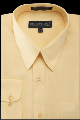 "Daniel Ellissa Men's Canary Yellow Regular-Fit Basic Dress Shirt" - Elegant Mensattire