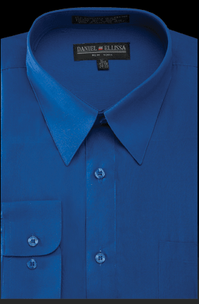 "Daniel Ellissa Men's Reg. Fit Basic Royal Blue Dress Shirt" - Elegant Mensattire