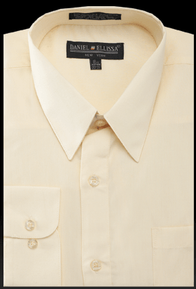 "Daniel Ellissa Men's Regular Fit Basic Dress Shirt in Soft Butter Ivory" - Elegant Mensattire