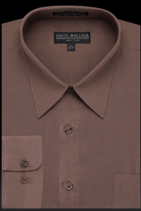 Daniel Ellissa Men's Regular Fit Taupe Basic Dress Shirt - Elegant Mensattire