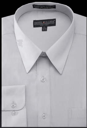 "Daniel Ellissa Men's Silver Dress Shirt: Timeless Regular Fit" - Elegant Mensattire