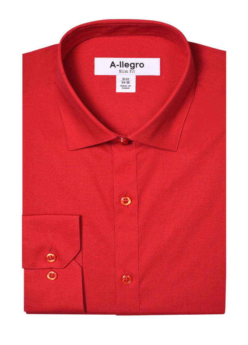 Daniel Ellissa Men's Slim Fit Red Cotton Dress Shirt - Elegant Mensattire