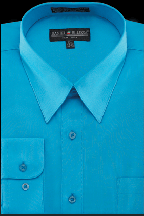 Daniel Ellissa Men's Turquoise Regular Fit Dress Shirt - Stylish & Sophisticated - Elegant Mensattire