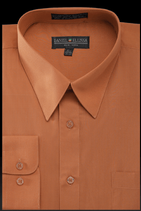 "Daniel Ellissa Rust Men's Regular-Fit Basic Dress Shirt - Dapper Style & Comfort." - Elegant Mensattire