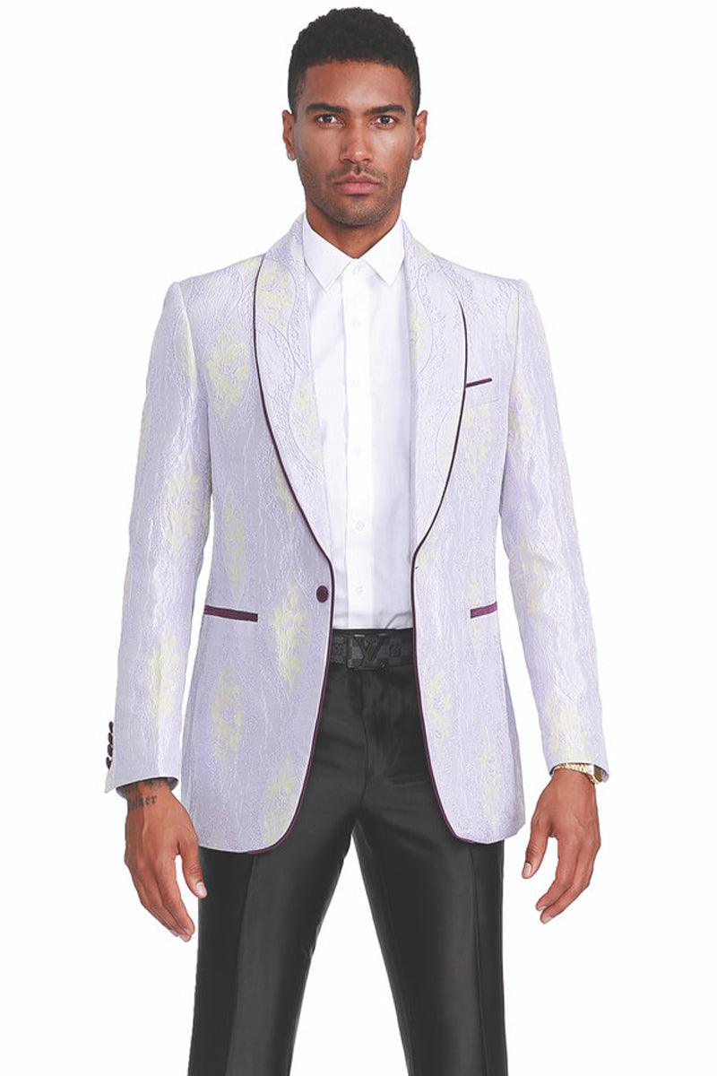 e 

Empiree Men's Lilac Lavender Paisley Brocade Prom Dinner Jacket - Elegant Mensattire