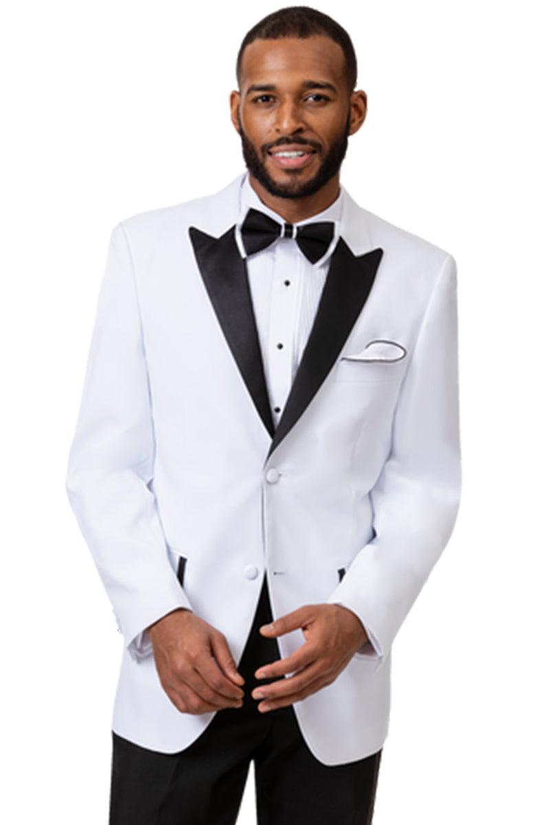EJ Samuel Men's Ivory & Black Two-Button Tuxedo with Peak Lapel - Elegant Mensattire