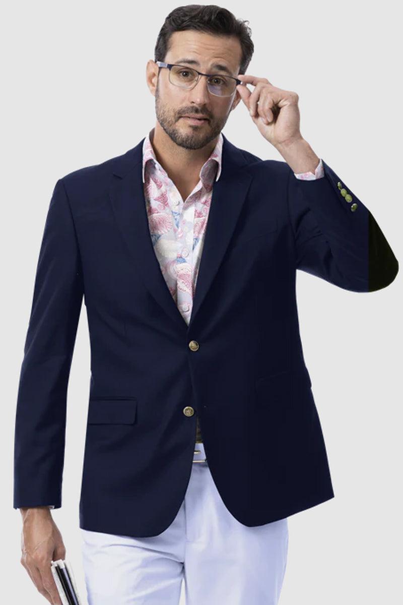 "EJ Samuel Men's Modern 2-Button Navy Blue Club Blazer" - Elegant Mensattire