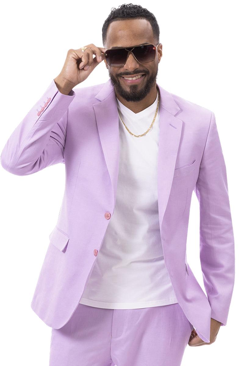 EJ Samuel Men's Modern Lilac Lavender Summer Linen Suit - Classic Fit - Elegant Mensattire