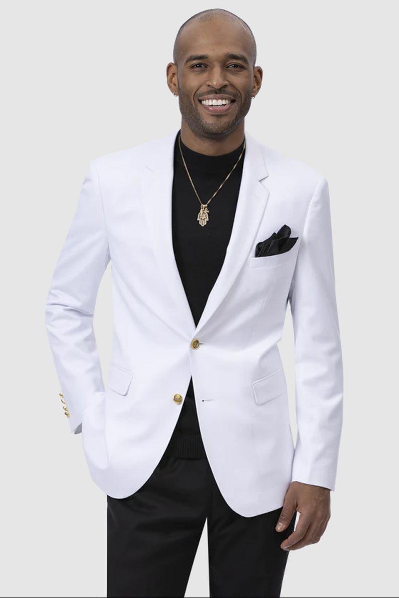 "EJ Samuel Men's Two-Button Club Blazer - Crisp White" - Elegant Mensattire