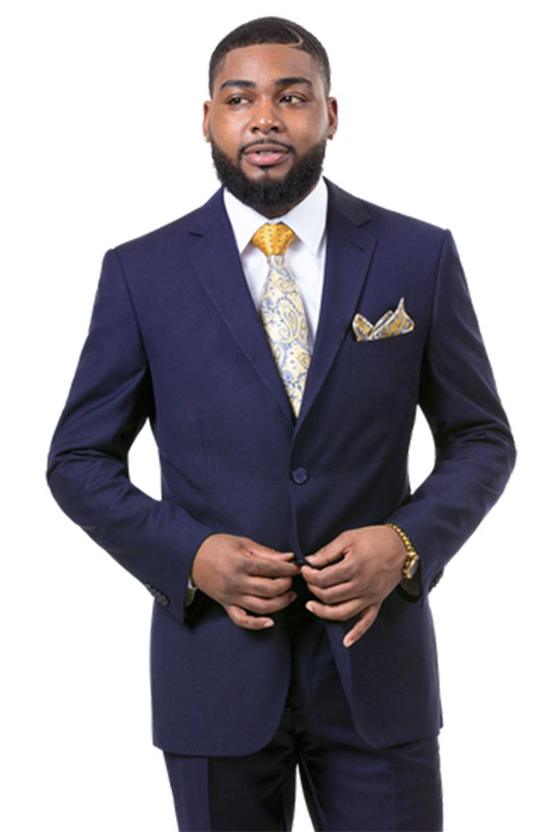 EJ Samuel Navy Slim Fit 2-Button Suit: Crafted for Class & Power. - Elegant Mensattire