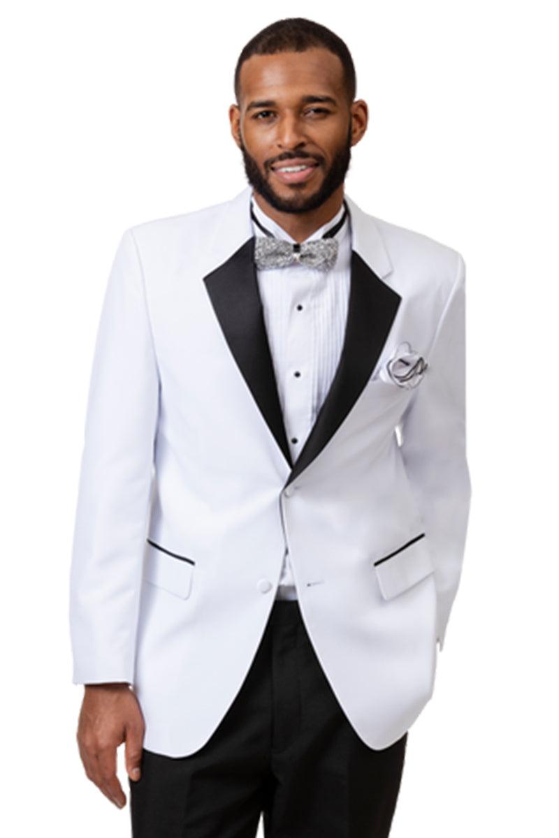 "EJ Samuel Two-Button Tuxedo - Notch Lapel, White & Black" - Elegant Mensattire