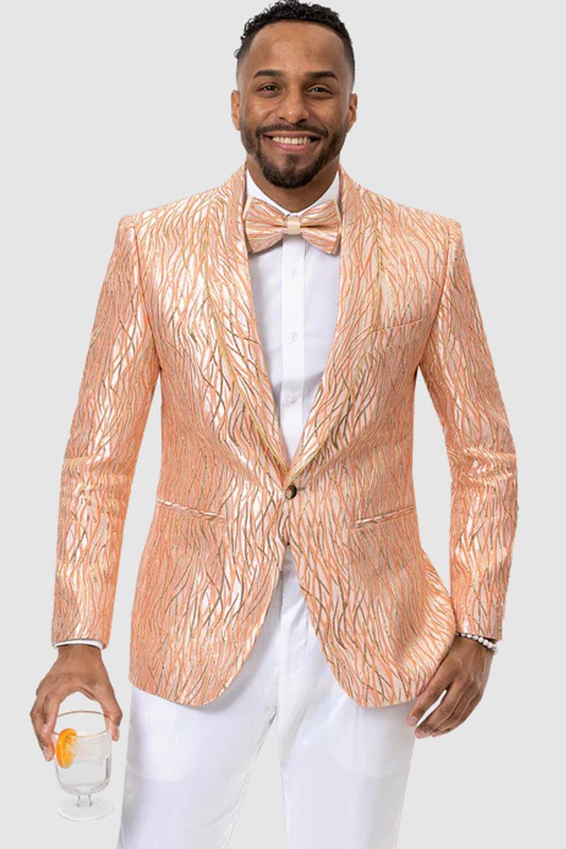 "EJ Samuel Wave Orange Slim-Fit Prom Tuxedo Blazer" - Elegant Mensattire