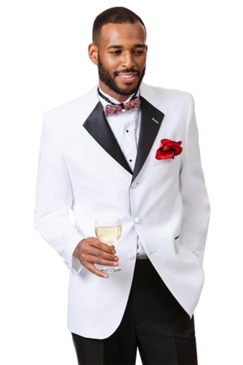 "EJ Samuel White & Black 3-Button Notch Lapel Tuxedo" - Elegant Mensattire