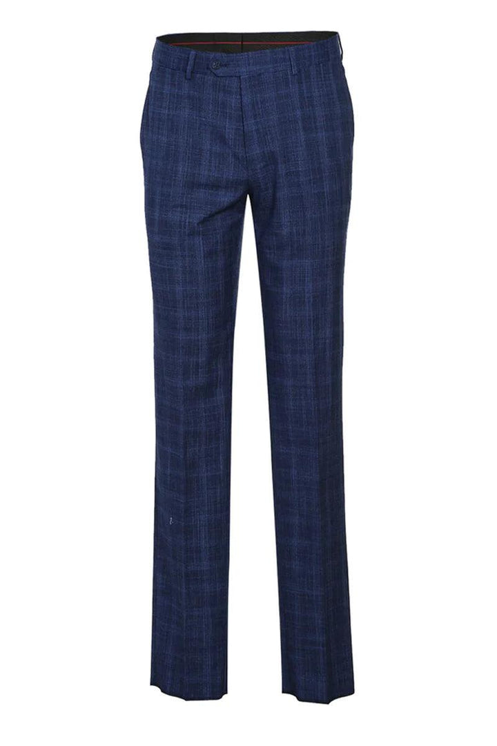 English Laundry Men's Slim-Fit Dark Blue Windowpane Suit - Elegant Mensattire