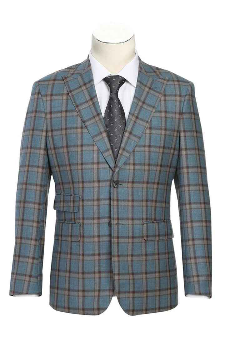 "English Laundry Men's Slim-Fit Grey & Bronze Wool Suit with Peak Lapel" - Elegant Mensattire