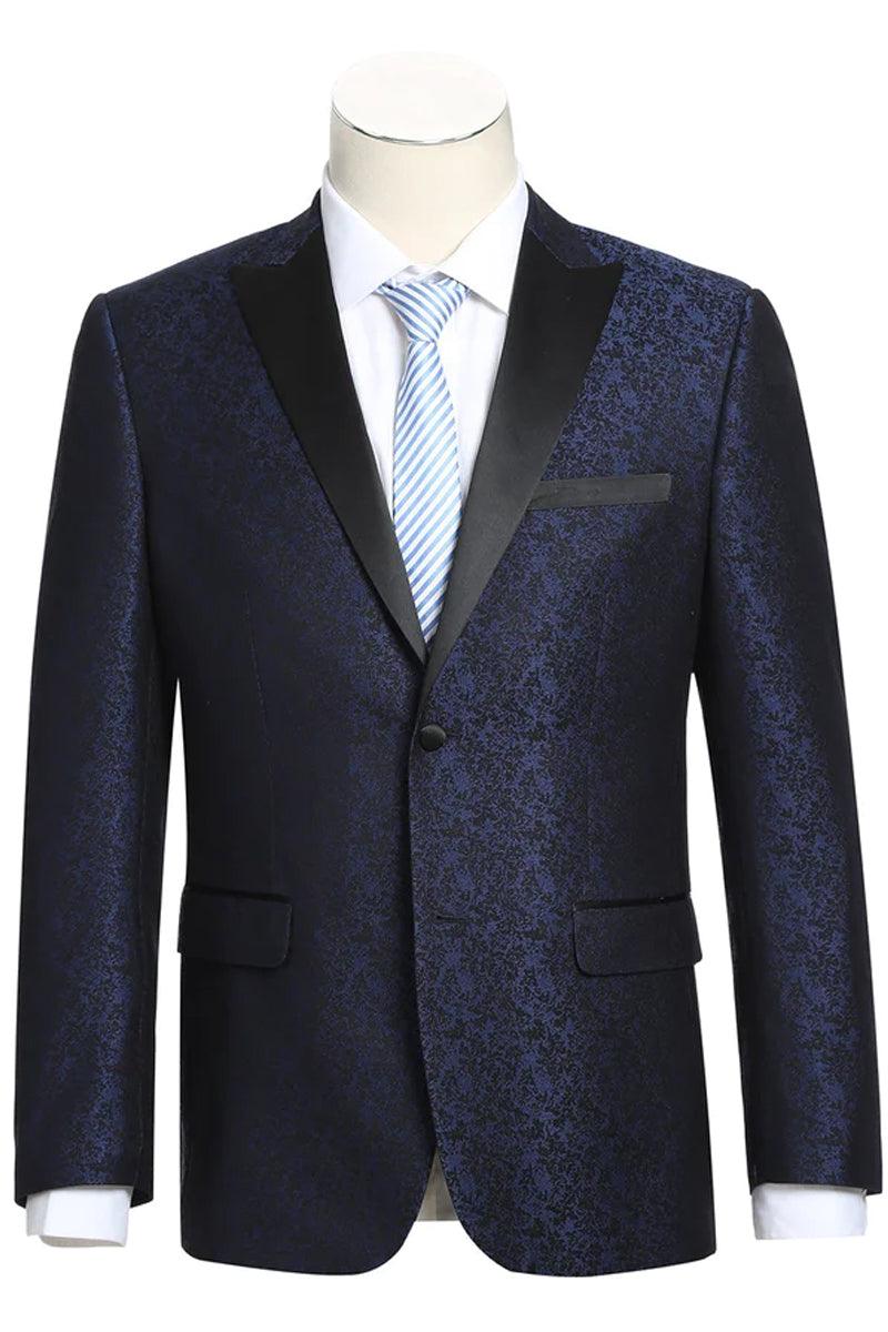 Fashion Two-Button Paisley Navy Prom Blazer by Renoir Fashion - Elegant Mensattire