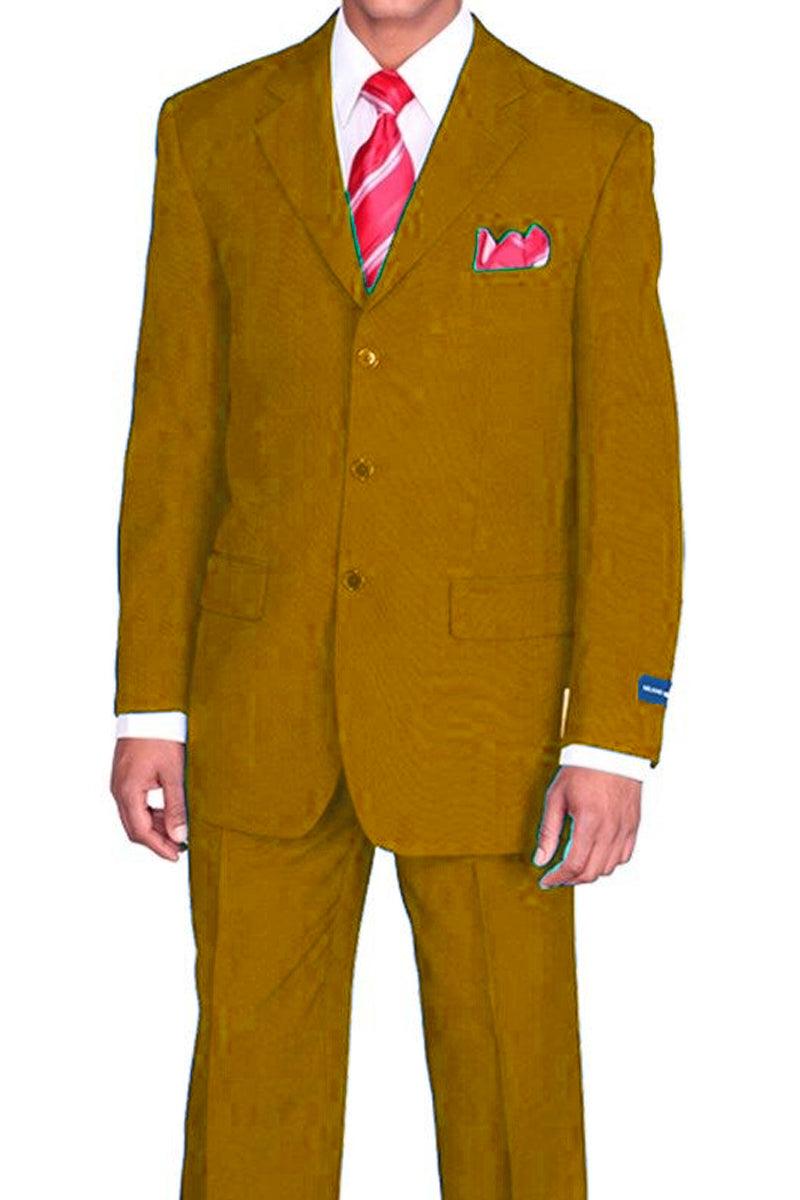 Fortino Landi 3-Btn Classic-Fit Poplin Suit in Mustard - Elegant Mensattire