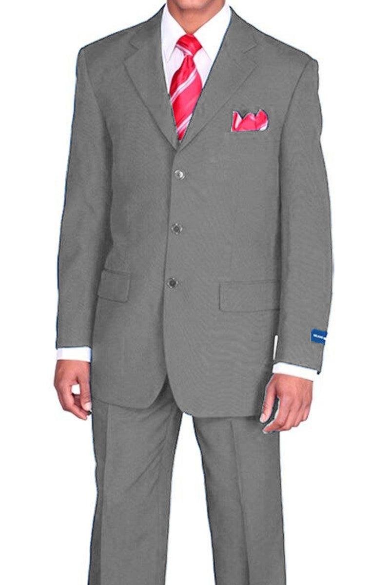 Fortino Landi 3-Btn Classic Grey Poplin Suit: Sophisticated & Stylish - Elegant Mensattire