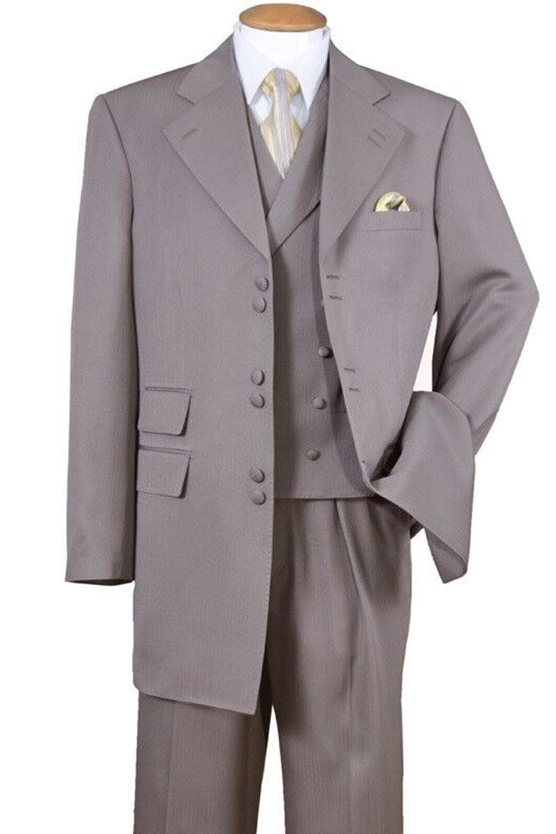 "Fortino Landi Brown Vested Zoot Suit: Impeccable Double-Button Menswear" - Elegant Mensattire