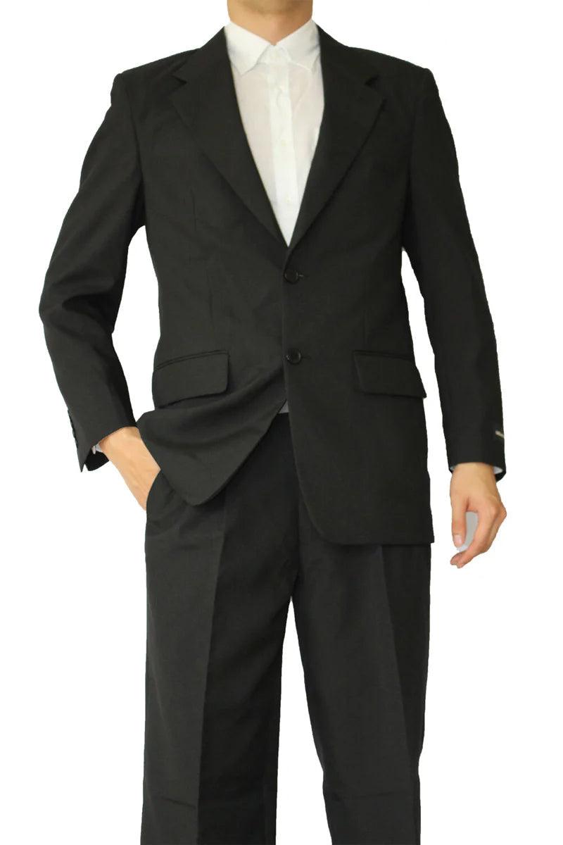 "Fortino Landi Classic Fit Black Poplin 2-Btn Suit: Style & Sophistication" - Elegant Mensattire