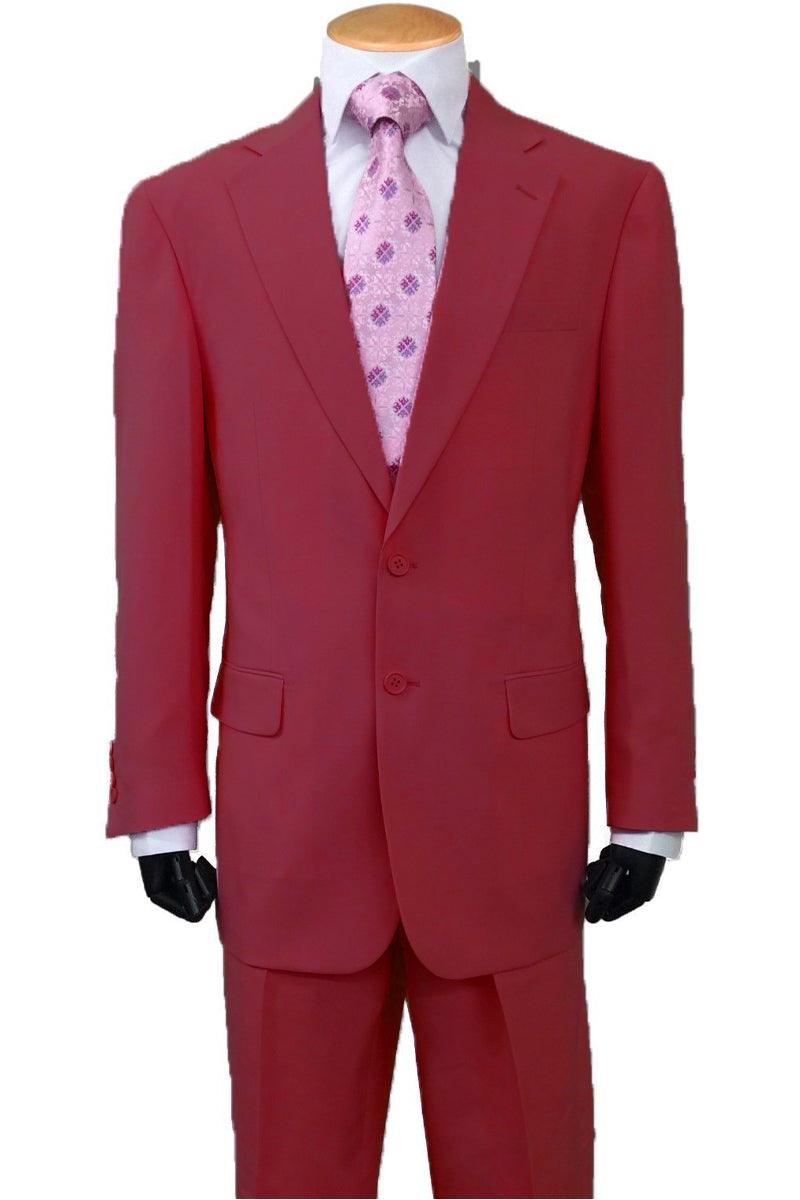 Fortino Landi Classic Poplin 2-Button Suit in Burgundy - Elegant Mensattire