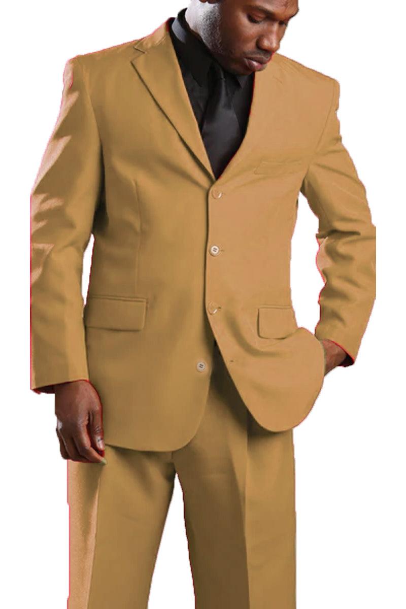 Fortino Landi Classic Tan Poplin 4-Button Suit - Elegant Mensattire