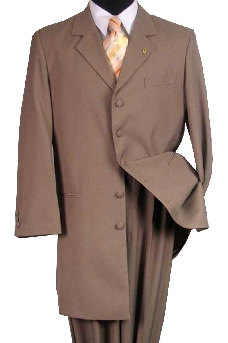 Fortino Landi Men's 2PC Classic Tan Zoot Suit: Elegant, Long-Length Style. - Elegant Mensattire