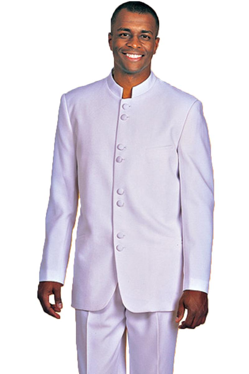 Fortino Landi Men's 8-Button White Mandarin Suit | Classic and Refined - Elegant Mensattire