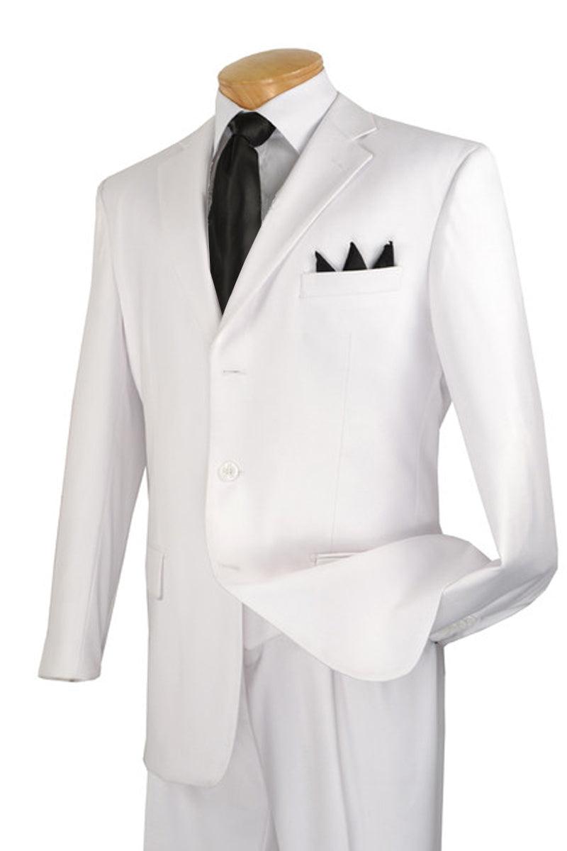 Fortino Landi Men's Classic 3-Button White Suit - Regular Fit - Elegant Mensattire