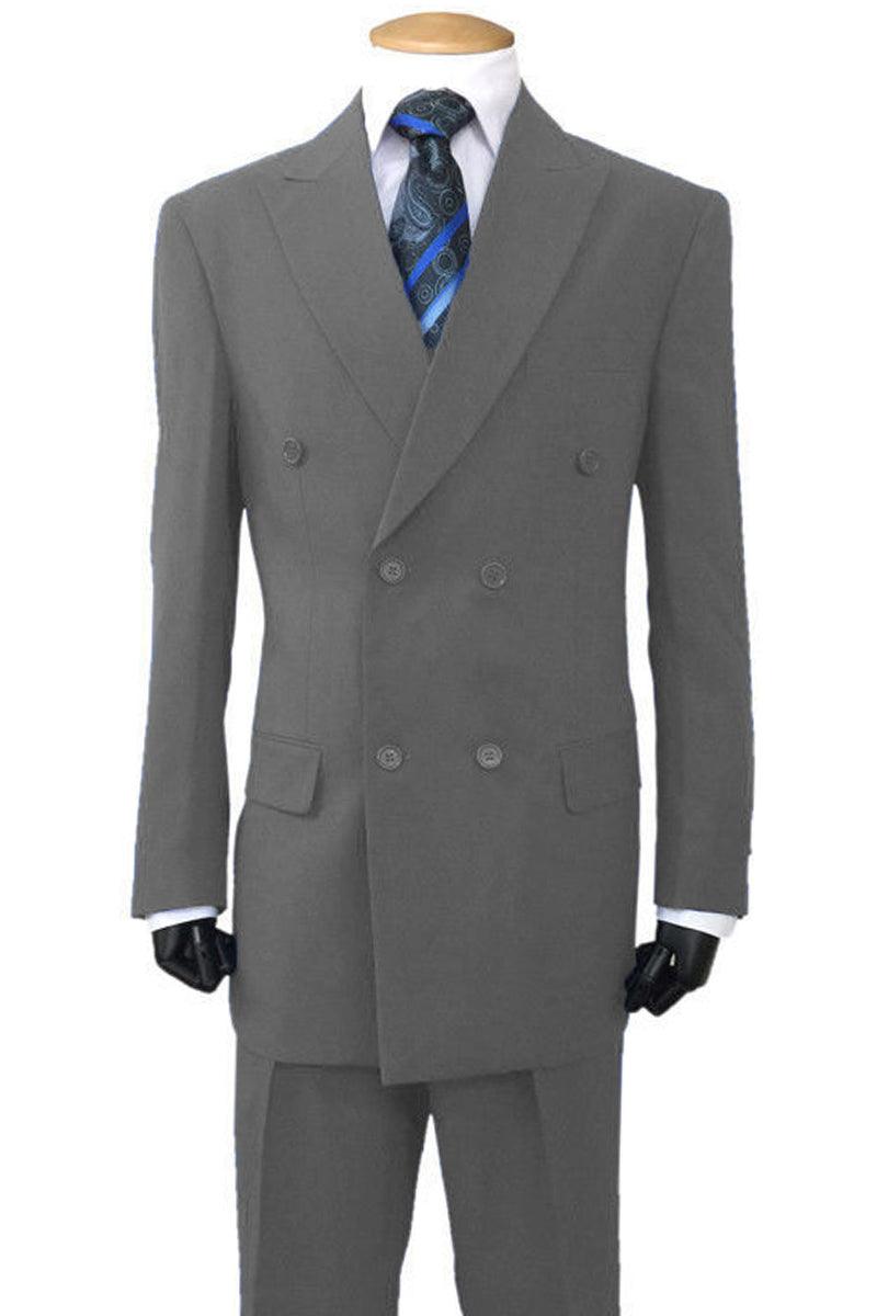 Fortino Landi Men's Grey Poplin DB Suit: Classic Fit - Elegant Mensattire