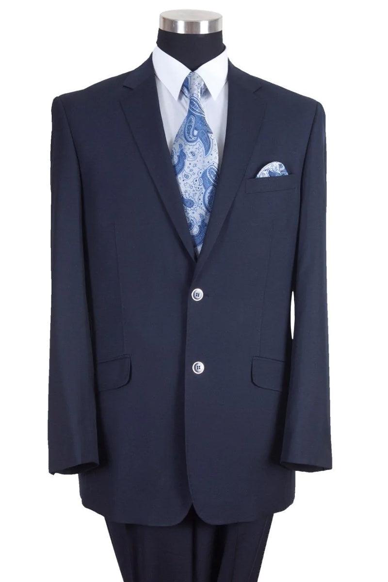 “Fortino Landi Men's Navy Wool-Feel Modern Fit Suit" - Elegant Mensattire