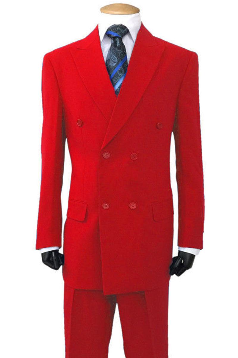 Fortino Landi Men's Red Classic-Fit Double Breasted Poplin Suit - Elegant Mensattire