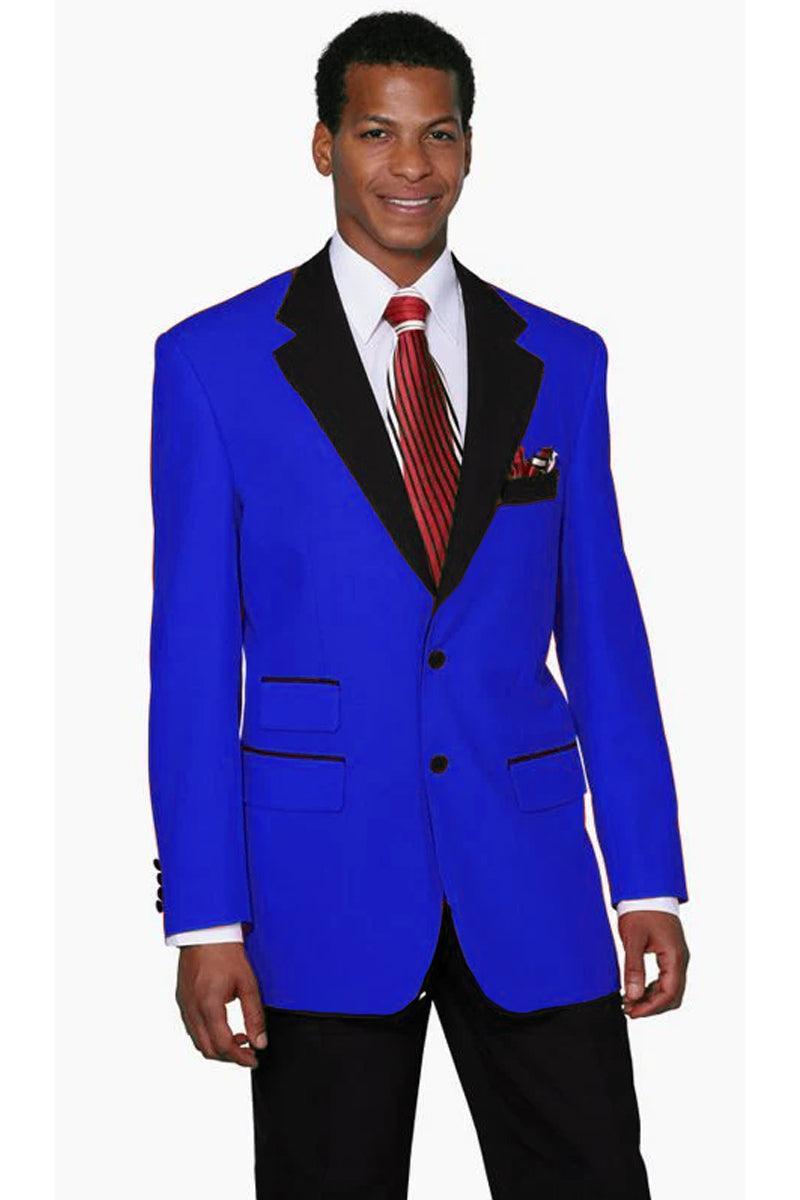 Fortino Landi Men's Royal Blue Classic Fit 2-Button Tuxedo w/ Contrast Collar - Elegant Mensattire