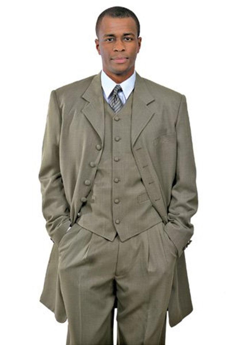 Fortino Landi Men's Taupe Long Vested Zoot Suit | Sleek Fashion - Elegant Mensattire