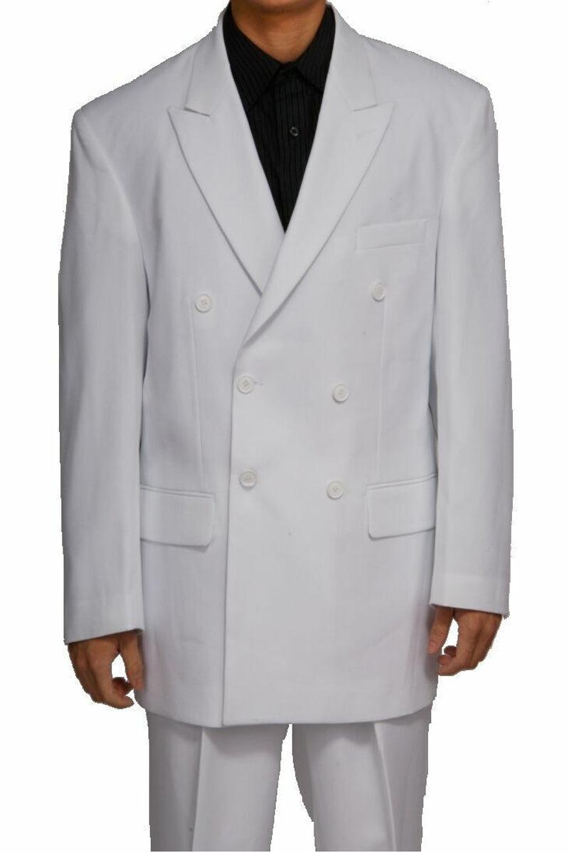 "Fortino Landi Men's White Poplin Double-Breasted Classic Suit" - Elegant Mensattire