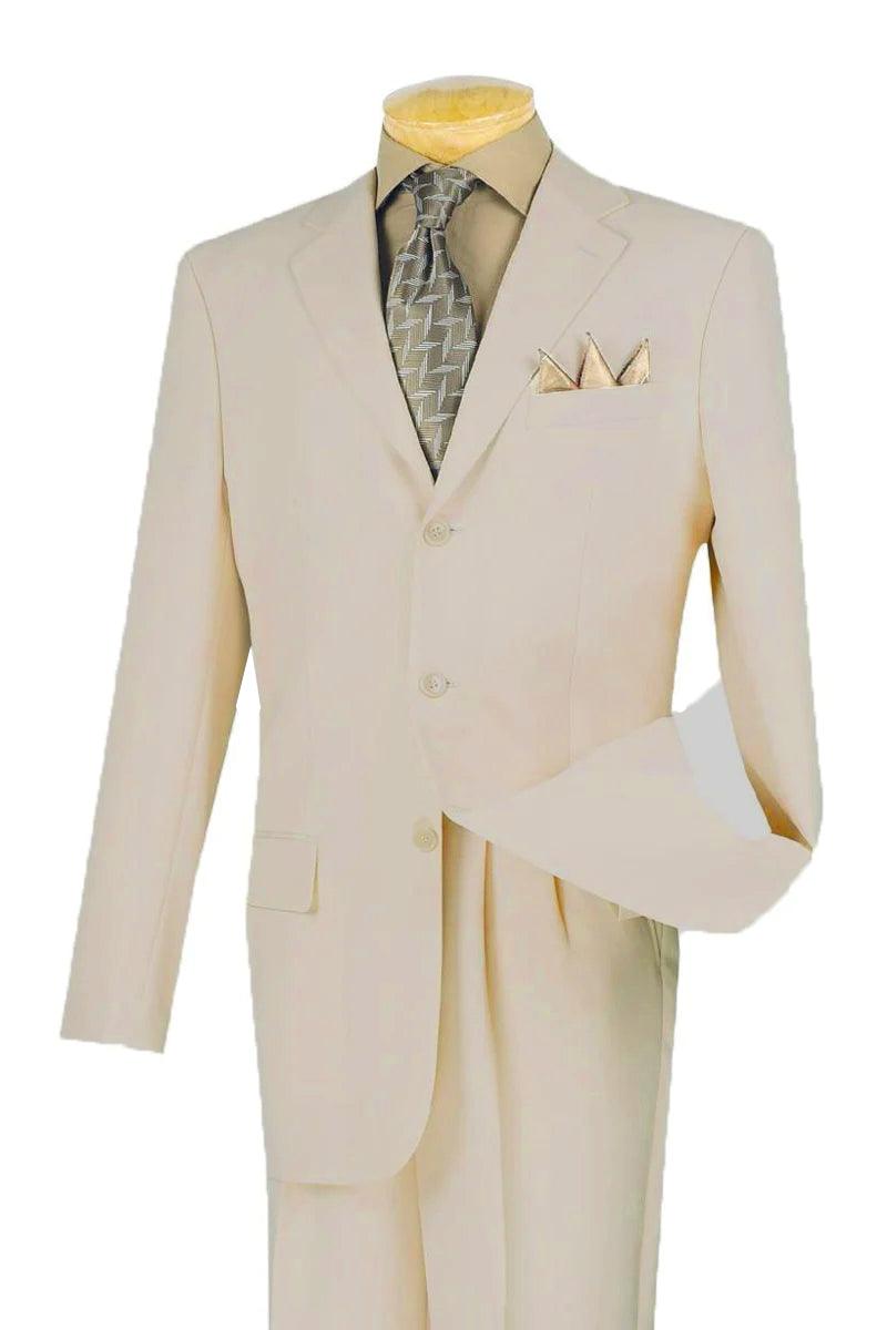 "Fortino Landi Mens Classic Tan Suit - 3 Button Regular Fit" - Elegant Mensattire