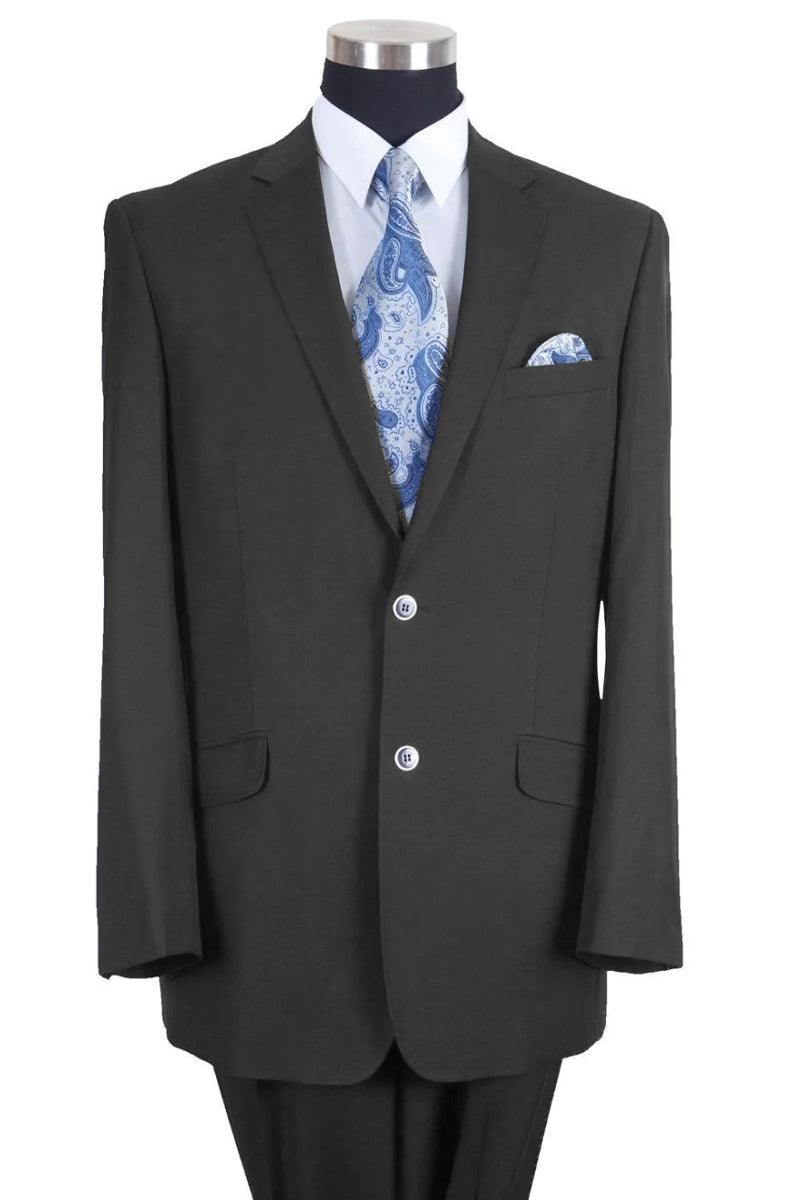 Fortino Landi "Modern-Fit" Wool-Feel Suit, 2-Button, Black - Elegant Mensattire