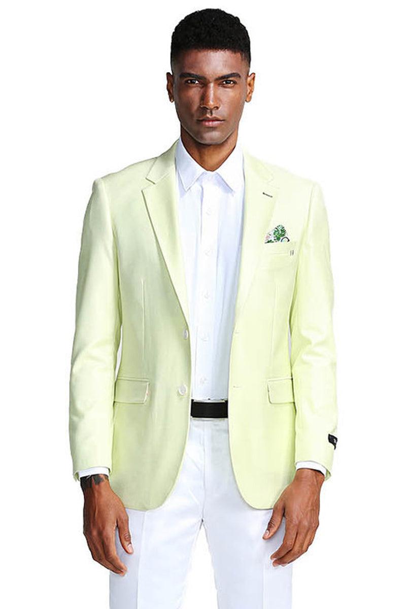 '--> Tazio Men's Summer Blazer | Slim Fit Linen Style | Mint Green - Elegant Mensattire