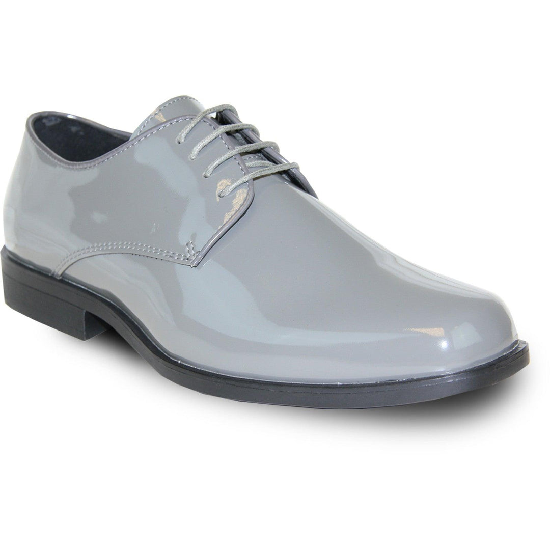 "Grey Patent Tuxedo Shoes by Bravo: Sleek Gloss & Unmistakable Class" - Elegant Mensattire