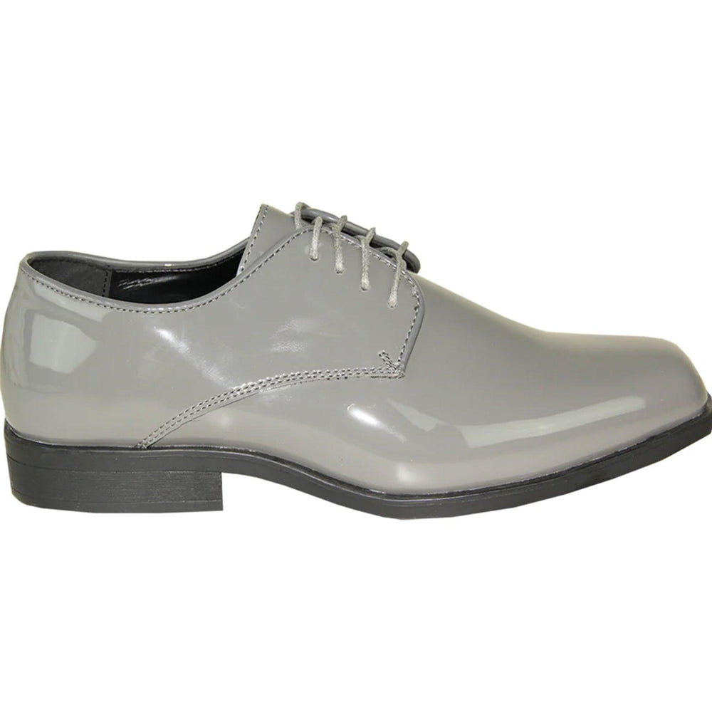 "Grey Patent Tuxedo Shoes by Bravo: Sleek Gloss & Unmistakable Class" - Elegant Mensattire