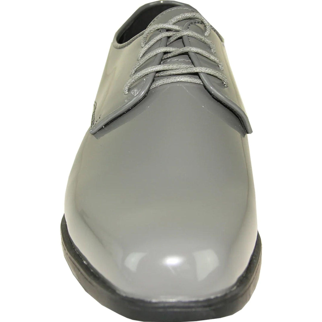 "Grey Patent Tuxedo Shoes by Bravo: Sleek Gloss & Unmistakable Class" - Elegant Mensattire